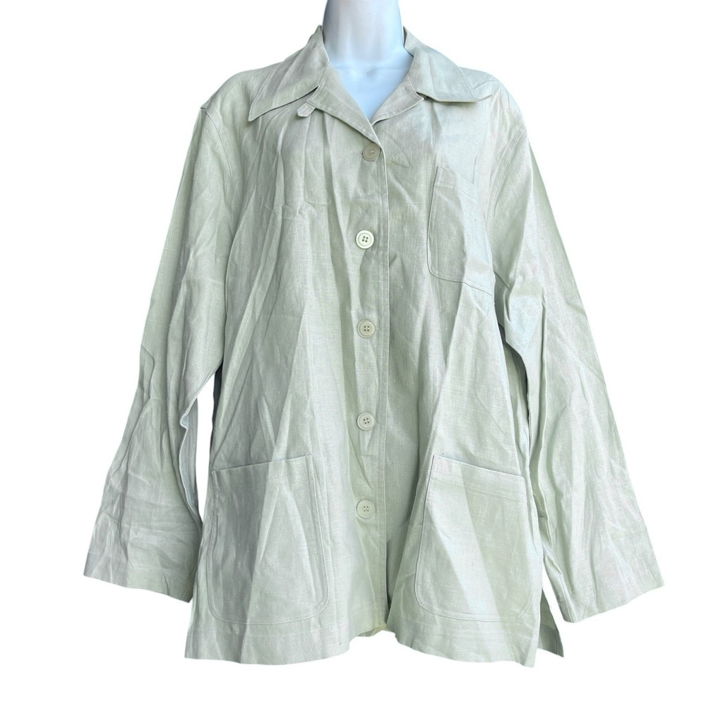 OUTFIT JPR Button-Up Safari Shirt Jacket Women's L Sage Green Pockets
